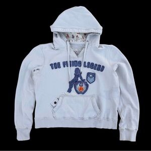 Vintage Y2K Miss Top Gun Distressed Patch Hoodie Gray Women’s XL *Flaws*